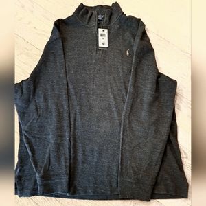 Ralph Lauren Polo Black Cotton 1/4 Zip Pullover Sweater XXL